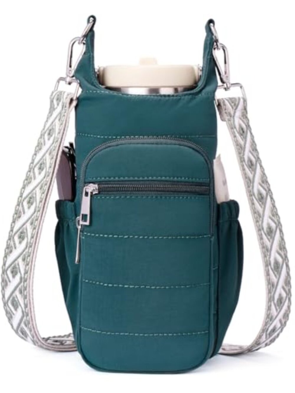 Insulated Water Bottle Crossbody Bag Fits 20-40 oz Adjustable Strap